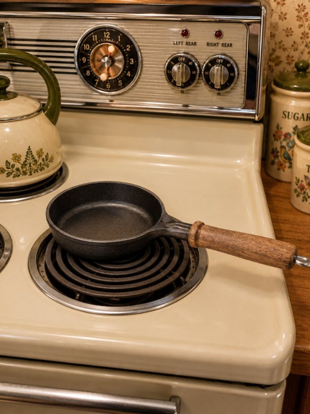 Vintage BSR Lady Bess No 6½ Cast Iron Skillet Wood Handle 1970s USA 60 H-1